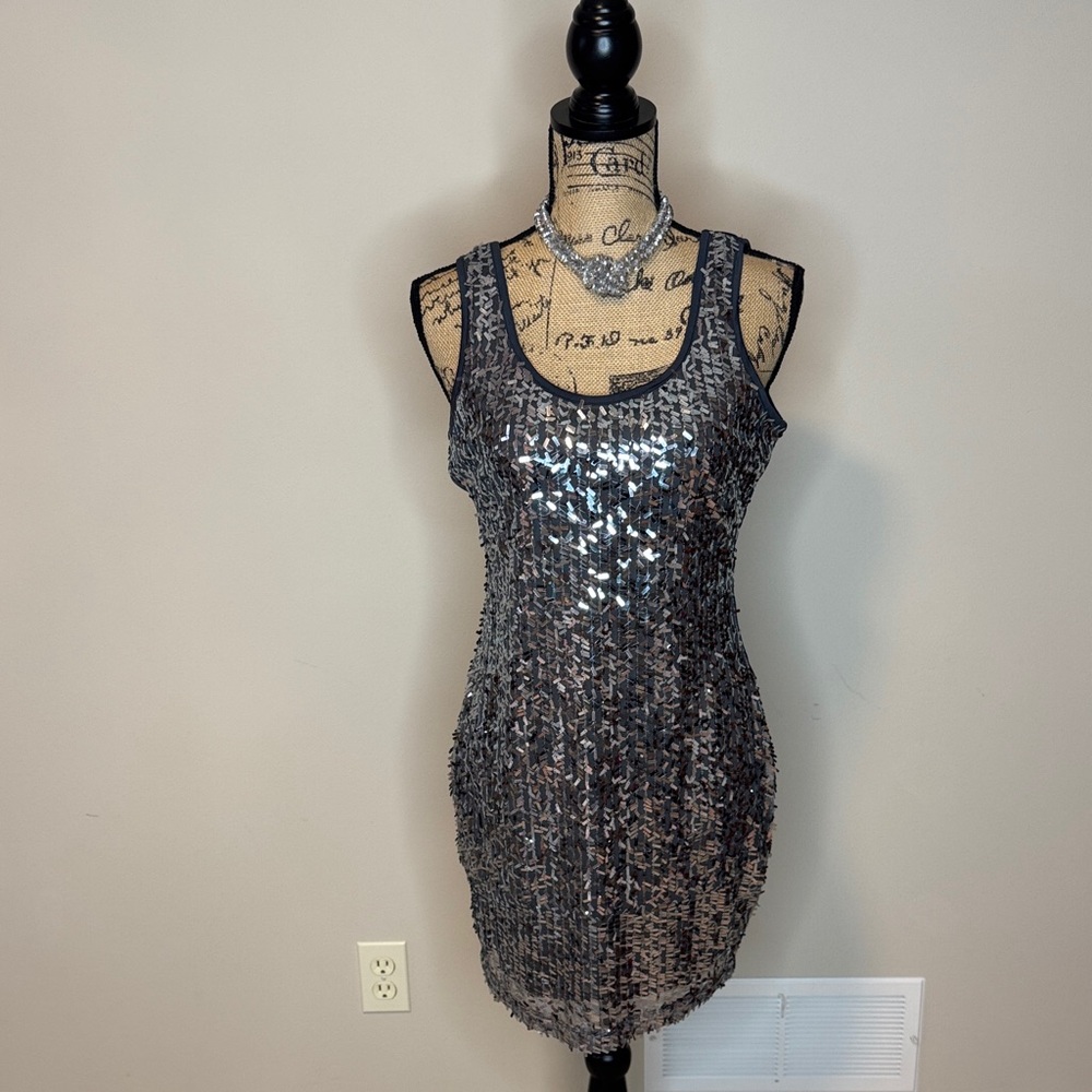 SOHO Silver Sequin Sleeveless Dress